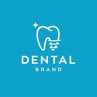 Tooth repair logo, dental care implant tooth logo vector Illustration abstract minimal design