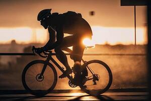 atleta paseos un bicicleta. ilustración ai generativo foto