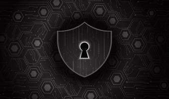 Modern Cybersecurity Technology Background with lock and shield vector