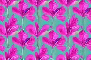 Abstract magenta or purple natural flower, floral, and leaves seamless pattern background. Flower and leaf clip illustration watercolor texture wallpaper. photo