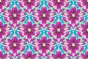 Abstract magenta or purple natural flower, floral, and leaves seamless pattern background. Flower and leaf clip illustration watercolor texture wallpaper. photo