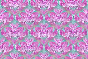 Abstract magenta or purple natural flower, floral, and leaves seamless pattern background. Flower and leaf clip illustration watercolor texture wallpaper. photo