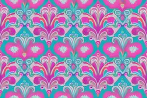 Abstract magenta or purple natural flower, floral, and leaves seamless pattern background. Flower and leaf clip illustration watercolor texture wallpaper. photo