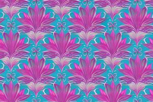 Abstract magenta or purple natural flower, floral, and leaves seamless pattern background. Flower and leaf clip illustration watercolor texture wallpaper. photo