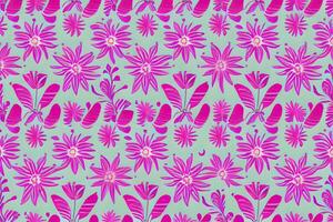 Abstract magenta or purple natural flower, floral, and leaves seamless pattern background. Flower and leaf clip illustration watercolor texture wallpaper. photo