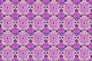 Abstract magenta or purple natural flower, floral, and leaves seamless pattern background. Flower and leaf clip illustration watercolor texture wallpaper. photo