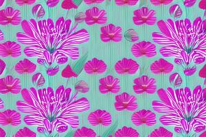 resumen magenta o púrpura natural flor, floral, y hojas sin costura modelo antecedentes. flor y hoja acortar ilustración acuarela textura fondo de pantalla. foto