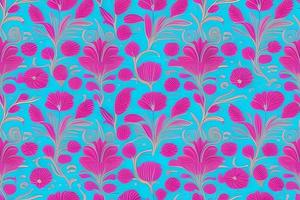 Abstract magenta or purple natural flower, floral, and leaves seamless pattern background. Flower and leaf clip illustration watercolor texture wallpaper. photo