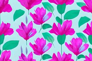 resumen magenta o púrpura natural flor, floral, y hojas sin costura modelo antecedentes. flor y hoja acortar ilustración acuarela textura fondo de pantalla. foto