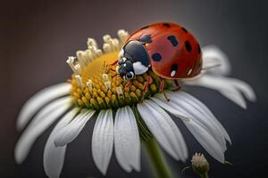 Ladybug with Daisy Flower. Illustration photo