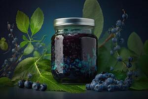 Blueberry Jam Jar. Illustration photo