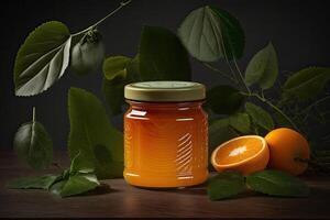 Orange Jam in Glass Jar. Illustration photo