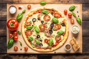 caliente italiano Pizza. ilustración generativo ai foto