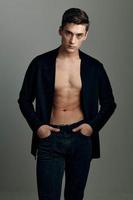 man black blazer elegant style self confidence cropped look studio fashionable photo