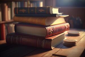 A stack of hardcover literary books. Illustration photo