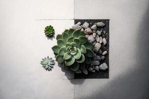 Modern minimalist composition with succulent plants. Illustration photo