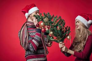 man and woman new year holiday decoration together romance emotion photo