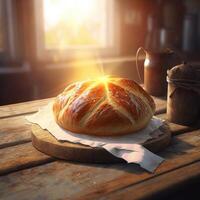 Fresh Bread. Rustic Background. Illustration photo