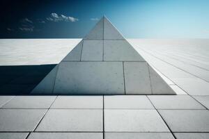 forma Roca losas piso y pirámides con cielo. ilustración ai generativo foto
