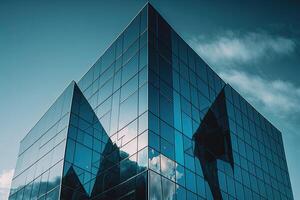 Glass building with transparent facade of the building. Illustration photo