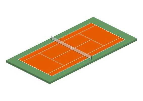 Isometric view of the tennis court. Easy to use vector.