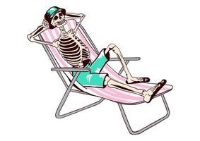 Skeleton. Retro-style illustration of resting skeleton. Flat vector. vector