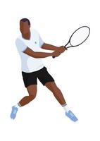 un hombre jugando tenis. plano vector diseño.