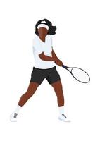 tenis jugador. un mujer jugando tenis. plano vector diseño.