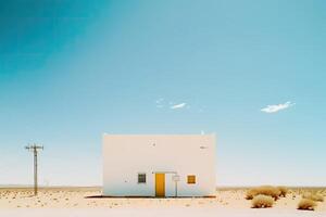 solitario casa en el Desierto con un árbol. ilustración ai generativo foto