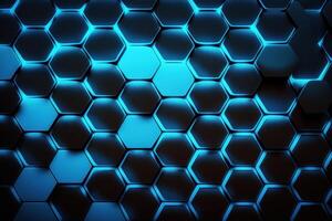 realistic blue hexagon pattern background. Illustration photo