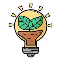 Icon. Bulb. Green energy. Linear style. Modern flat. Ecology. Clean planet. vector