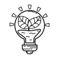 Icon. Bulb. Green energy. Linear style. Modern flat. Ecology. Clean planet. vector