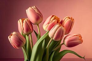 Pink Tulips Background. Illustration photo