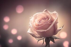 pink rose light bokeh on background. Illustration photo