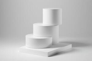 White podium on the white background simple geometric form. Illustration photo