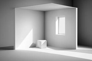 Empty white corner. Abstract studio background for product. Illustration photo