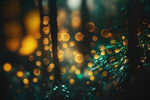 Abstract Blurred Background With Bokeh From Deep Forest. Illustration photo