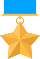 Gold star medal with blue ribbon