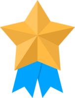 Gold star medal with blue ribbon