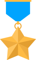oro estrella medalla con azul cinta png