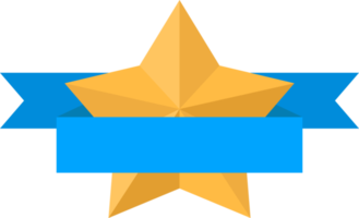 oro estrella medalla con azul cinta png