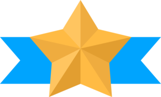 oro estrella medalla con azul cinta png