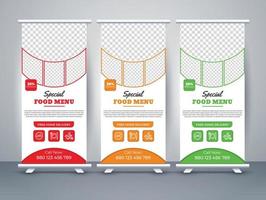 Food and restaurant roll up or x banner or rack card template. vector