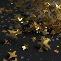 Gold star confetti. AI render photo