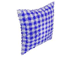 Fluffy blue checkered pillow. 3d render. photo