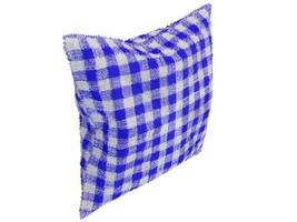 Fluffy blue checkered pillow. 3d render. photo