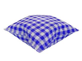 Fluffy blue checkered pillow. 3d render. photo