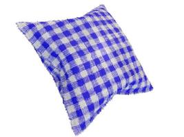 Fluffy blue checkered pillow. 3d render. photo