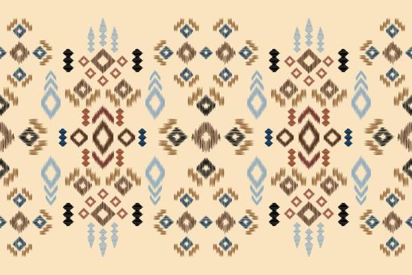 Ethnic Ikat fabric pattern geometric style.African Ikat embroidery Ethnic oriental pattern brown cream background. Abstract,vector,illustration.For texture,clothing,wrapping,decoration,carpet.