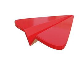 Red paper airplane icon. 3d render. photo